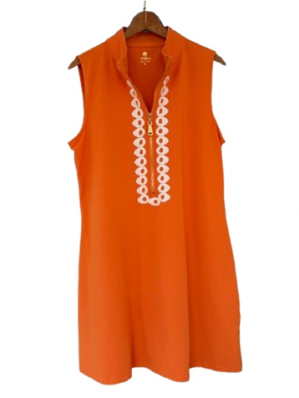 Spartina 449 Serena Sleeveless Half Zip Dress Size XL in Orange Cotton Spandex